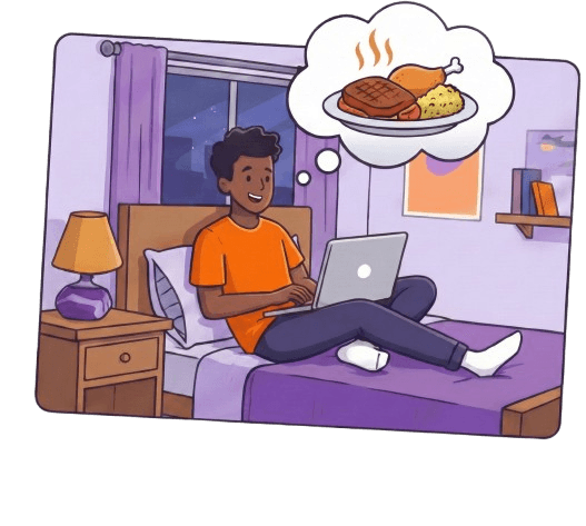 Student relaxing while drone delivers food